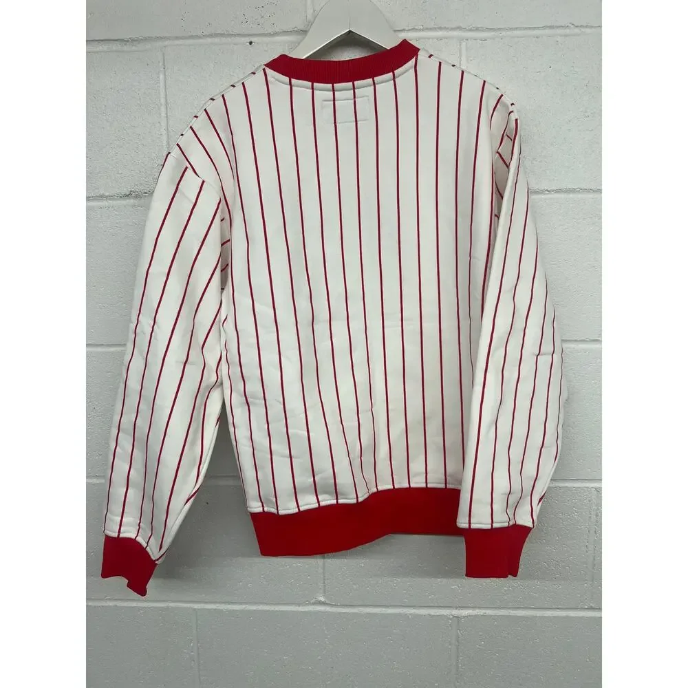 Bogey Boys Sz SM Red White Pinstripe Crewneck Golf Sweatshirt